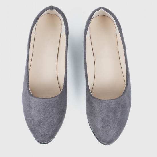 Casual Peas Suede Grey Flat Shoes S-153GR |image
