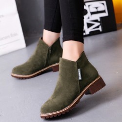 Casual Leather Round Head Green Boots S-152GN 