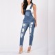 Blue Denim Ripped Jeans Pants Dress - Blue |image