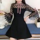 Lace Trumpet Bell Sleeve Spring Black Mini Dress Wc-360BK |image