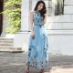 Summer Casual Chiffon Print Beachwear Dress - Blue