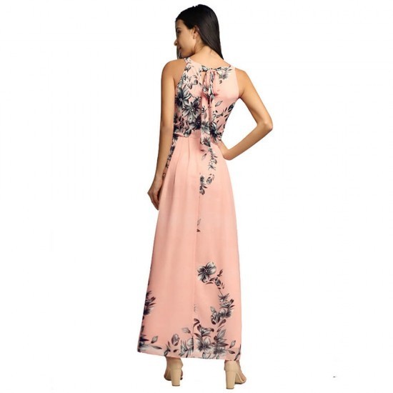 Summer Casual Chiffon Print Beachwear Dress - Pink |image