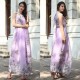 Summer Casual Chiffon Print Beachwear Dress - Purple