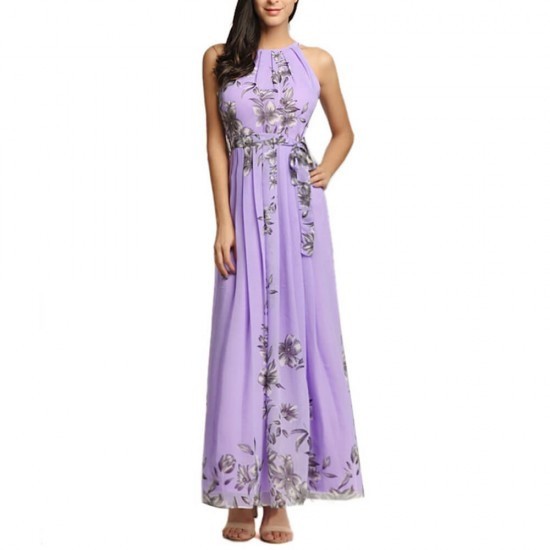 Summer Casual Chiffon Print Beachwear Dress 