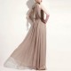 Bohemian Round Neck Grey Chiffon Long Dress - Grey |image