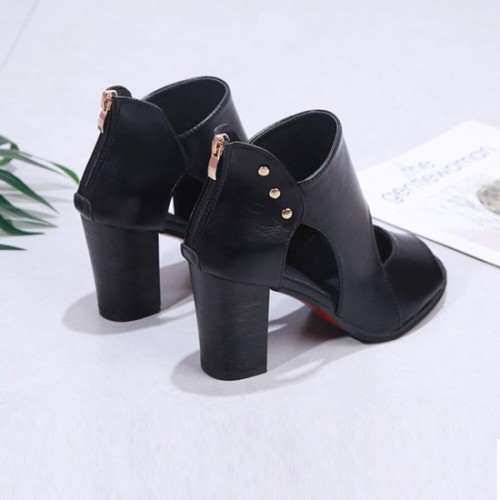 New Roman Style High Heels Soft Leather Sandal Shoes S-206BK |image