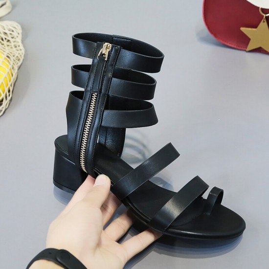 Summer Retro Hollow Wild Straps Round Head Sandals S-210BK Summer Retro Hollow Wild Straps Round Head Sandals S-210BK |image