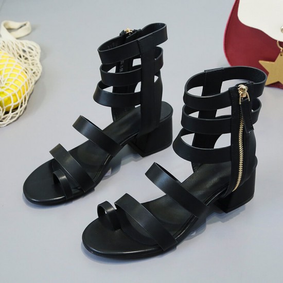 Summer Retro Hollow Wild Straps Round Head Sandals S-210BK Summer Retro Hollow Wild Straps Round Head Sandals S-210BK |image