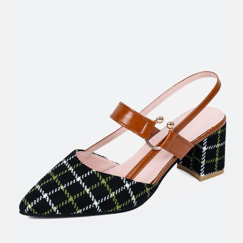 Black One Word High Heeled Pointed Women Sandals S-220BK |image