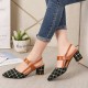 Black One Word High Heeled Pointed Women Sandals S-220BK |image