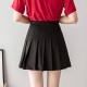 High Waist Elastic Pleated Short Skirt - Black |image