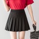 High Waist Elastic Pleated Short Skirt - Black |image