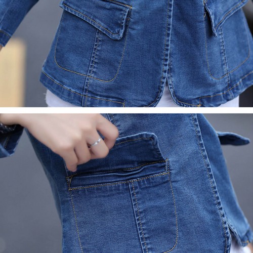 One Button Slim Short Coat Long Sleeved Denim Jacket WJ-47|image