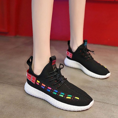 Black Contrast Double Stripes Running Sneakers S-231BK |image