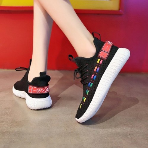 Black Contrast Double Stripes Running Sneakers S-231BK |image