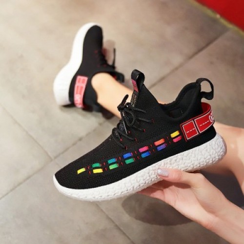 Black Contrast Double Stripes Running Sneakers S-231BK |image
