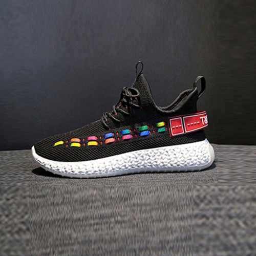 Black Contrast Double Stripes Running Sneakers S-231BK |image