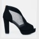 Fish Mouth High Heeled Mesh Black Sandal Shoes S-243BK |image