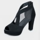 Fish Mouth High Heeled Mesh Black Sandal Shoes S-243BK |image