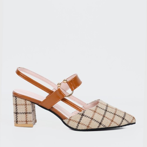 Brown One Word High Heeled Pointed Women Sandals S-220BR |image