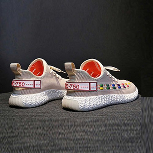 Cream Contrast Double Stripes Running Sneakers S-231CR |image