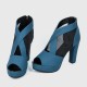 Fish Mouth High Heeled Mesh Blue Sandal Shoes S-243BL |image