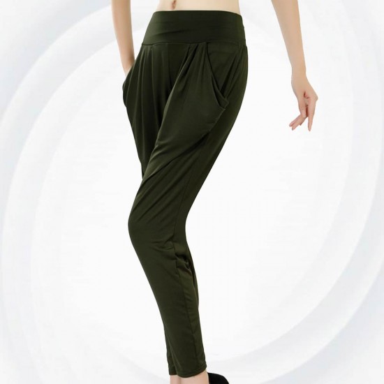 Women Black Real Shot Casual Harem Pants Spring and autumn Trousers WC-151GN image