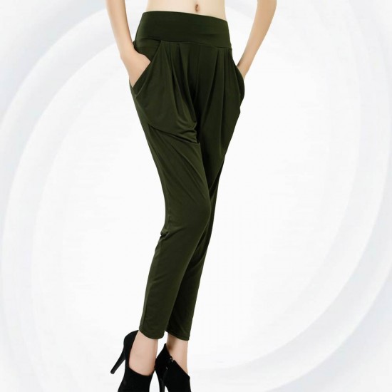 Women Black Real Shot Casual Harem Pants Spring and autumn Trousers WC-151GN image