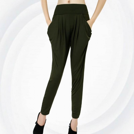 Women Black Real Shot Casual Harem Pants Spring and autumn Trousers WC-151GN image