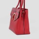 Snake Pattern Zip Closure Shoulder Handbag - Red |image
