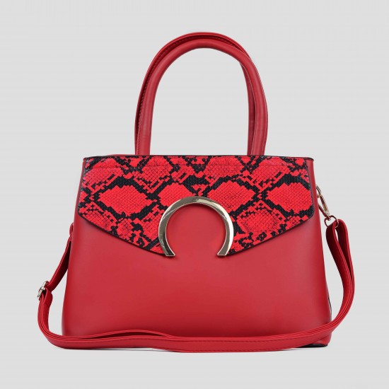 Showing image for Women Casual Fashion Tide Shoulder Bag WB-162RD Snake Pattern Zip Closure Shoulder Handbag - Red |image