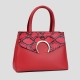 Snake Pattern Zip Closure Shoulder Handbag - Red |image