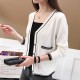 Contrast Ladies Cardigan Knitwear Sweater - White | Image