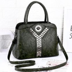 Rivets Patched Elegant Women Shoulder Bag - Green 