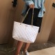 Rhombic Chain Straps Patchwork Women Hand Bag - White |image