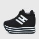 Thick Muffin Platform Laces Up Women Sneakers - Black |image