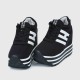 Thick Muffin Platform Laces Up Women Sneakers - Black |image