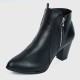 High Heeled Pointed Leather Ankle Boots - Black |image