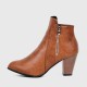 High Heeled Pointed Leather Ankle Boots - Brown |image