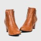 High Heeled Pointed Leather Ankle Boots - Brown |image