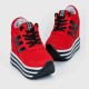 Thick Muffin Platform Laces Up Women Sneakers - Red |image