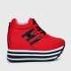 Thick Muffin Platform Laces Up Women Sneakers - Red |image