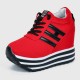 Thick Muffin Platform Laces Up Women Sneakers - Red |image