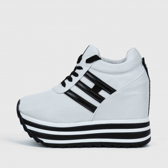 Thick Muffin Platform Laces Up Women Sneakers - White Thick Muffin Platform Laces Up Women Sneakers - White |image