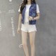 Sleeveless Denim Casual Women Jacket-Blue |image