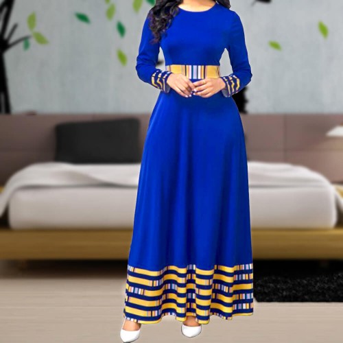 Stylish Long Sleeved High Waist Maxi Dress 
