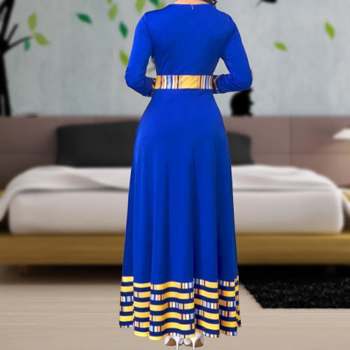 Stylish Long Sleeved High Waist Maxi Dress 