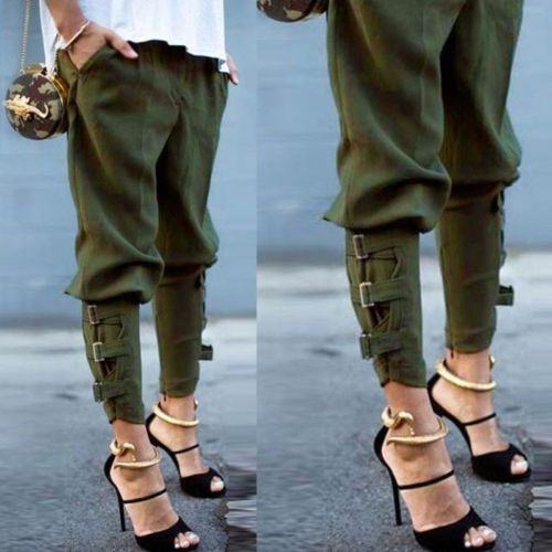 Hot Style High Waist Elastic Casual Tie Pencil Pants 