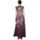 Casual Floral Printed Sleeveless Maxi Dress- Maroon |image