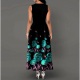 Casual Spring Floral Printed Maxi Dress- Black |image